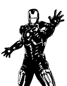 Iron Man in schwarz weiss