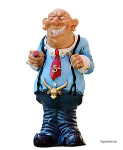 Lustige Sammlerfigur Geldhai Banker Kreditgeber Mafiosi aus Polyresin Kunstharz