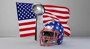 US Flagge Football Helm und Pokal