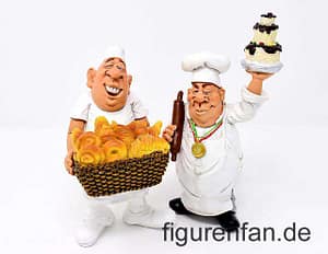 Funny Job Figuren Bäcker mit Brotkorb und Konditor mit Knetrolle und Torte